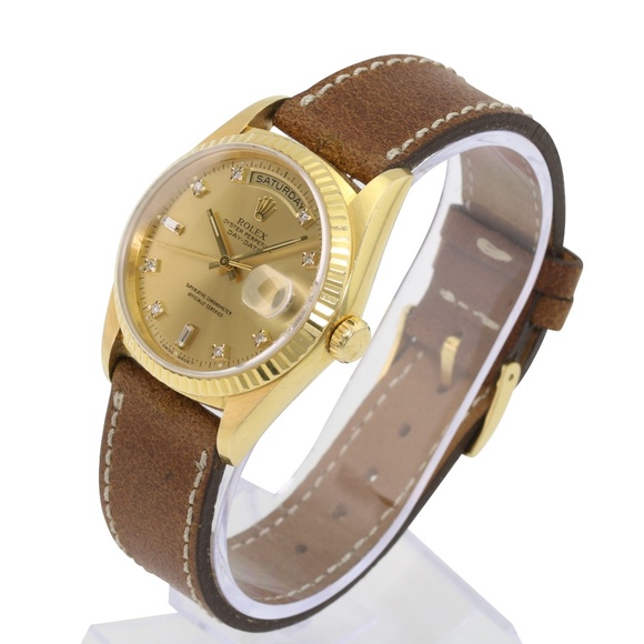 Rolex Day-date Factory Diamond Dial Leather Band - Picture 5 of 8